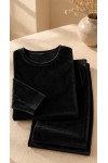 Fransız Kadife Siyah Kadın Pijama Takımı fransız kadife siyah kadın pijama takımı, siyah kadın pijaması, siyah kadife pijama, kadın pijama, rahat pijama takımı, kışlık pijama